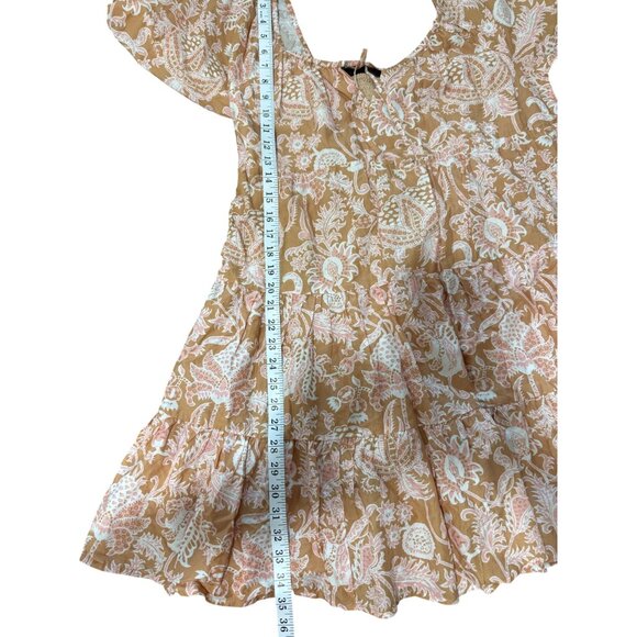 Roller Rabbit Printed Dress Long Sleeve Smocked Boho Cotton Silk Blend Womens L - Picture 6 of 8